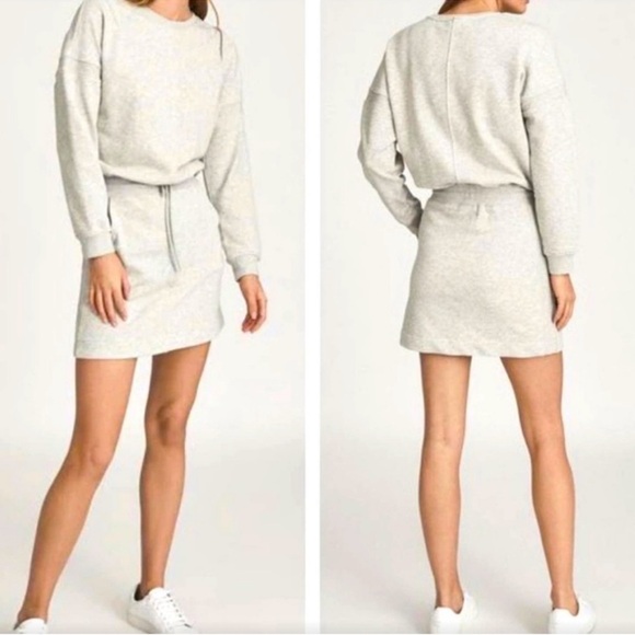 Reiss Jetta Grey Marl Jersey Sweater Dress Size M Minimalist Workwear - Picture 1 of 16
